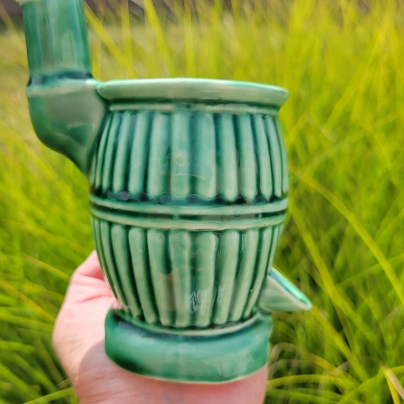 Vintage Other - Vintage USA Pottery Pot Belly Stove Vase ~ Decor ~ Green ~ Unique ~ Unsigned